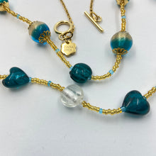 Load image into Gallery viewer, Double Strand Gold-Dust Blue Murano Beads on Czech Sand Beads.
