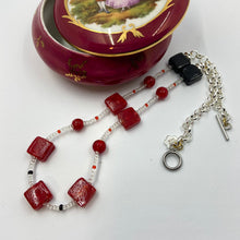 Load image into Gallery viewer, Candy Red - Black Murano beads on Czech Sand Beads.
