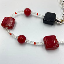 Load image into Gallery viewer, Candy Red - Black Murano beads on Czech Sand Beads.
