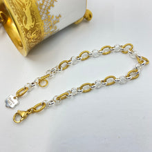 Load image into Gallery viewer, Interwoven Three Silver and One Gold Pattern Plated Chain Bracelet
