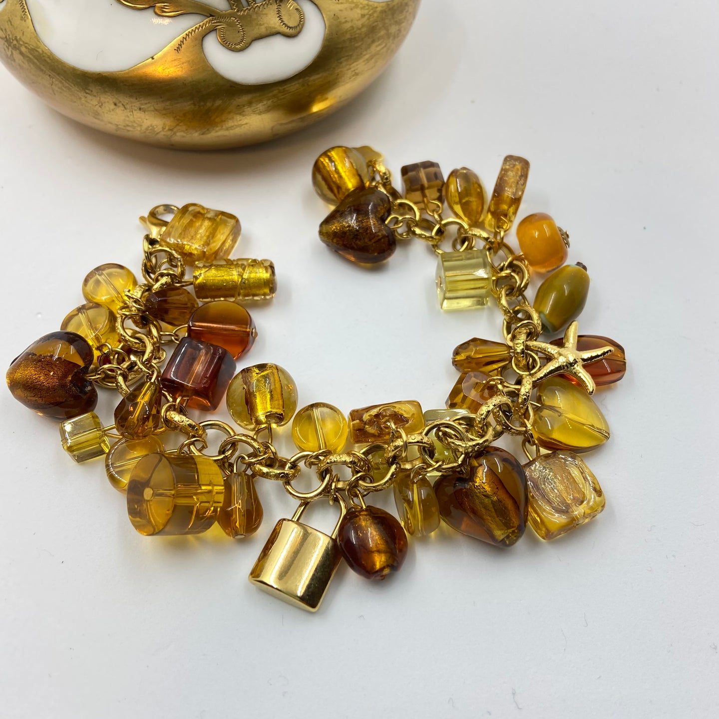 Amber Colour Murano Beads Rich Bracelet