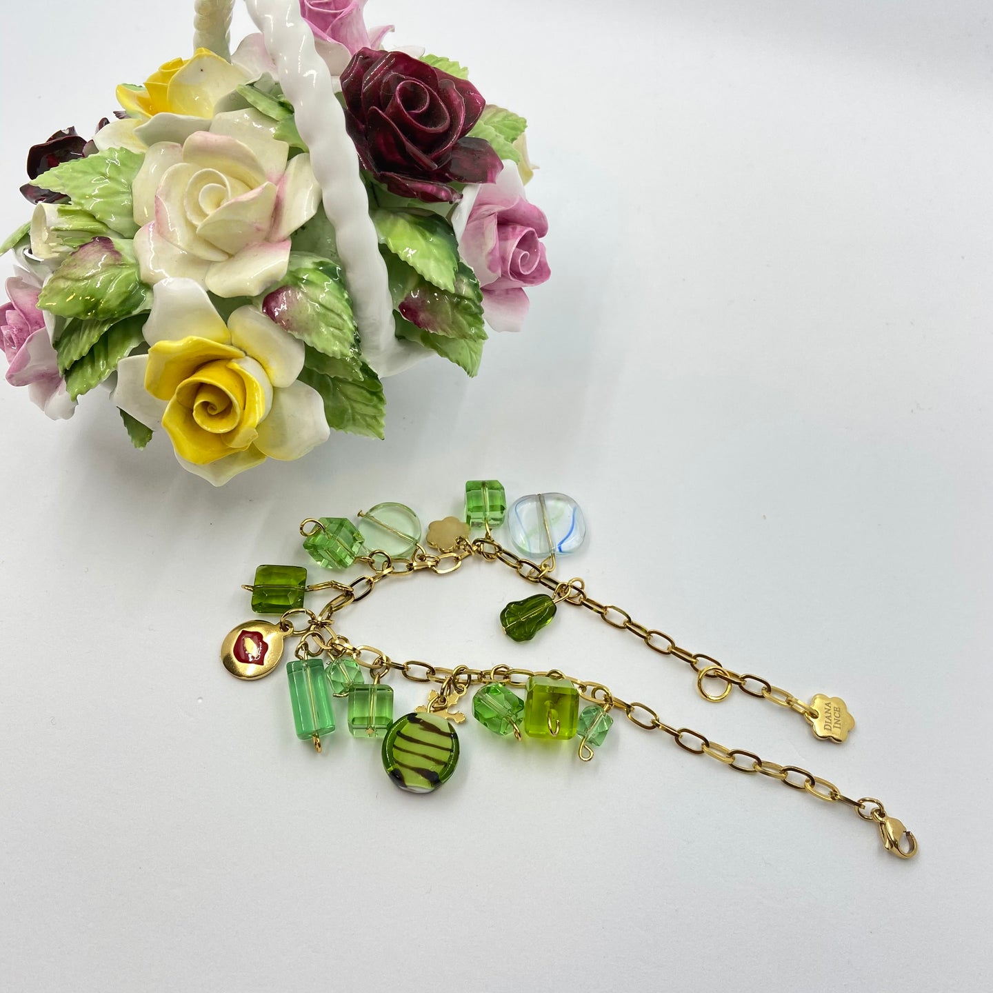 Green Kiss Glass Bead Bracelet