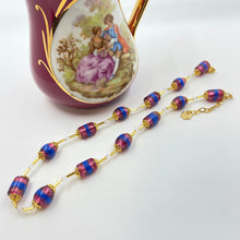 Load image into Gallery viewer, Enamel Striped Candy Pink Murano Beads Necklace
