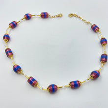 Load image into Gallery viewer, Enamel Striped Candy Pink Murano Beads Necklace
