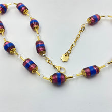 Load image into Gallery viewer, Enamel Striped Candy Pink Murano Beads Necklace
