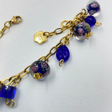 Load image into Gallery viewer, Purple Rose Lampwork Bead 18K Gold Plated Bracelet
