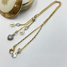 Load image into Gallery viewer, Silver Hearth Double Pearl 18K Gold Plated Necklace
