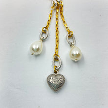 Load image into Gallery viewer, Silver Hearth Double Pearl 18K Gold Plated Necklace
