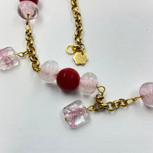 Load image into Gallery viewer, Coal Red - Baby Pink  Lampwork Bead Necklace
