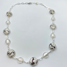 Load image into Gallery viewer, Chocolate Brown Striped Silver Murano Beads Necklace
