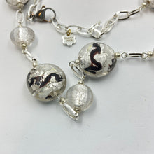 Load image into Gallery viewer, Chocolate Brown Striped Silver Murano Beads Necklace
