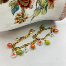 Load image into Gallery viewer, Orange-Green Millefiori - Porcelain Bracelet
