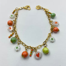 Load image into Gallery viewer, Orange-Green Millefiori - Porcelain Bracelet
