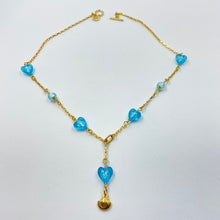 Load image into Gallery viewer, 18K gold plated, Sky Blue Murano Bead Necklace
