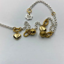 Load image into Gallery viewer, Sterling Silver Plated, Golden Heart - Balls Necklace
