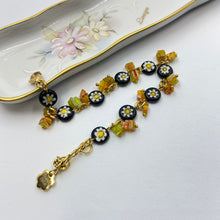 Load image into Gallery viewer, Millefiori Black Daisy Bracelet
