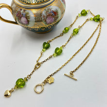 Load image into Gallery viewer, 18K gold plated, Emerald Green Murano Bead necklace
