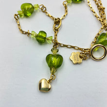 Load image into Gallery viewer, 18K gold plated, Emerald Green Murano Bead necklace
