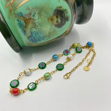 Load image into Gallery viewer, Green - Multi Colour Italian Millefiori and Porcelain Beads Necklace
