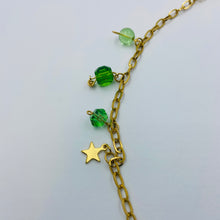 Load image into Gallery viewer, Green Czech Glass Star Charm Necklace
