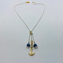 Load image into Gallery viewer, Golden Anchor Double Porcelain Silver Plated Necklace
