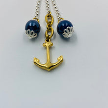 Load image into Gallery viewer, Golden Anchor Double Porcelain Silver Plated Necklace
