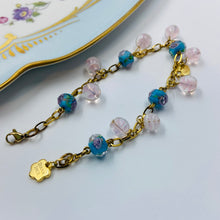 Load image into Gallery viewer, Pink-Blue Lampwork Bead Bracelet
