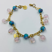 Load image into Gallery viewer, Pink-Blue Lampwork Bead Bracelet
