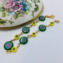 Load image into Gallery viewer, Large Millefiori Yellow-Green Beads Bracelet
