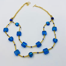 Load image into Gallery viewer, Double Strand Blue Murano Beads on Czech Sand Beads.
