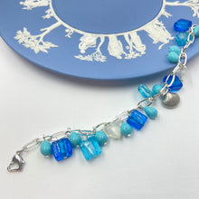 Load image into Gallery viewer, Sky Blue Murano Beads Sea Shell Bracelet
