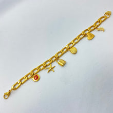 Load image into Gallery viewer, Six-Charm Curb Chain Bracelet
