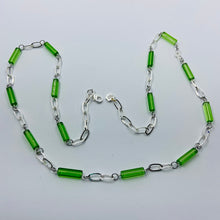 Load image into Gallery viewer, Green Colour Column Czech Beads Necklace
