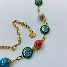 Load image into Gallery viewer, Large Green - Multi Colour Italian Millefiori and Porcelain Beads Necklace
