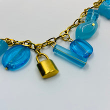 Load image into Gallery viewer, Blue Czech Glass LockCharm Necklace
