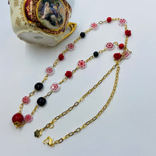 Load image into Gallery viewer, Large Red - Rose Italian Millefiori and Murano Beads Necklace
