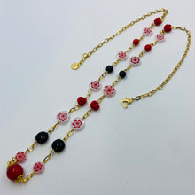 Load image into Gallery viewer, Large Red - Rose Italian Millefiori and Murano Beads Necklace
