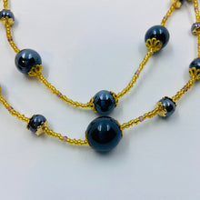 Load image into Gallery viewer, Double Strand Dark Blue Porcelain Beads on Czech Sand Beads.
