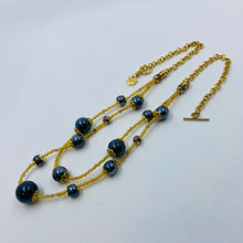 Load image into Gallery viewer, Double Strand Dark Blue Porcelain Beads on Czech Sand Beads.
