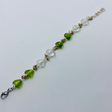 Load image into Gallery viewer, Green and White Heart  Murano  Bracelet
