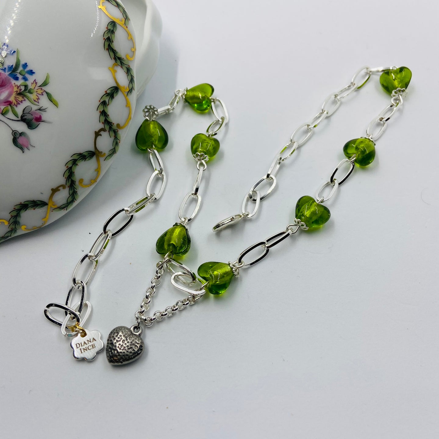 All Heart Green Murano Beads Necklace