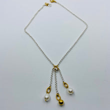 Load image into Gallery viewer, Drop Pearls Sterling Silver Plated Necklace
