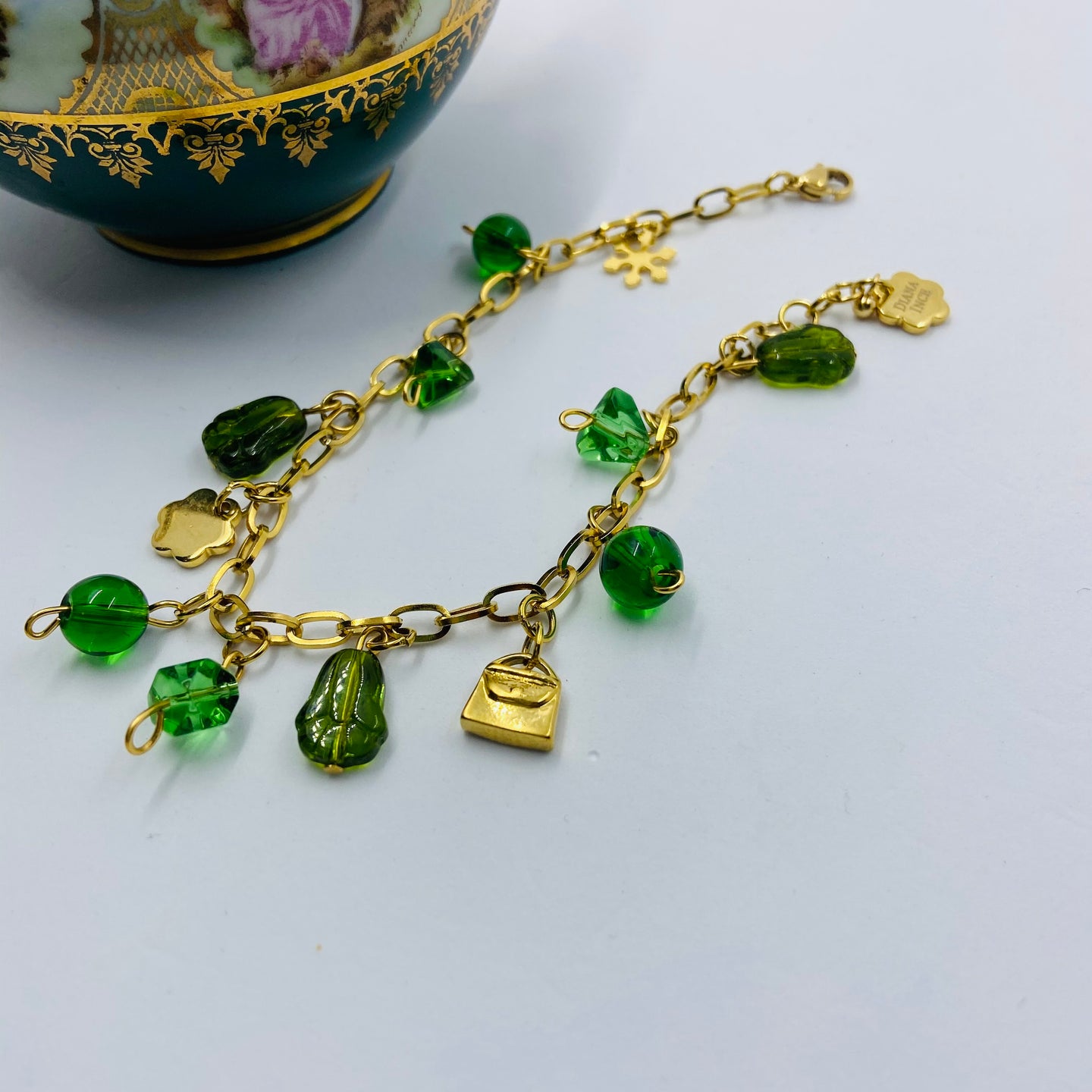 Green Bead Purse Bracelet