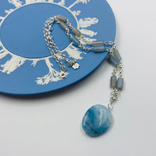 Load image into Gallery viewer, Sterling Silver Plated Cloud Blue Agate Stone Eleven Design Necklace
