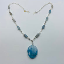 Load image into Gallery viewer, Sterling Silver Plated Cloud Blue Agate Stone Eleven Design Necklace
