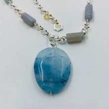 Load image into Gallery viewer, Sterling Silver Plated Cloud Blue Agate Stone Eleven Design Necklace
