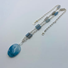 Load image into Gallery viewer, Sterling Silver Plated Cloud Blue Agate Stone Eleven Design Necklace
