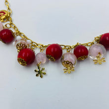 Load image into Gallery viewer, Pomegranate  Red - Baby Pink  Lampwork Bead Necklace
