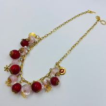 Load image into Gallery viewer, Pomegranate  Red - Baby Pink  Lampwork Bead Necklace
