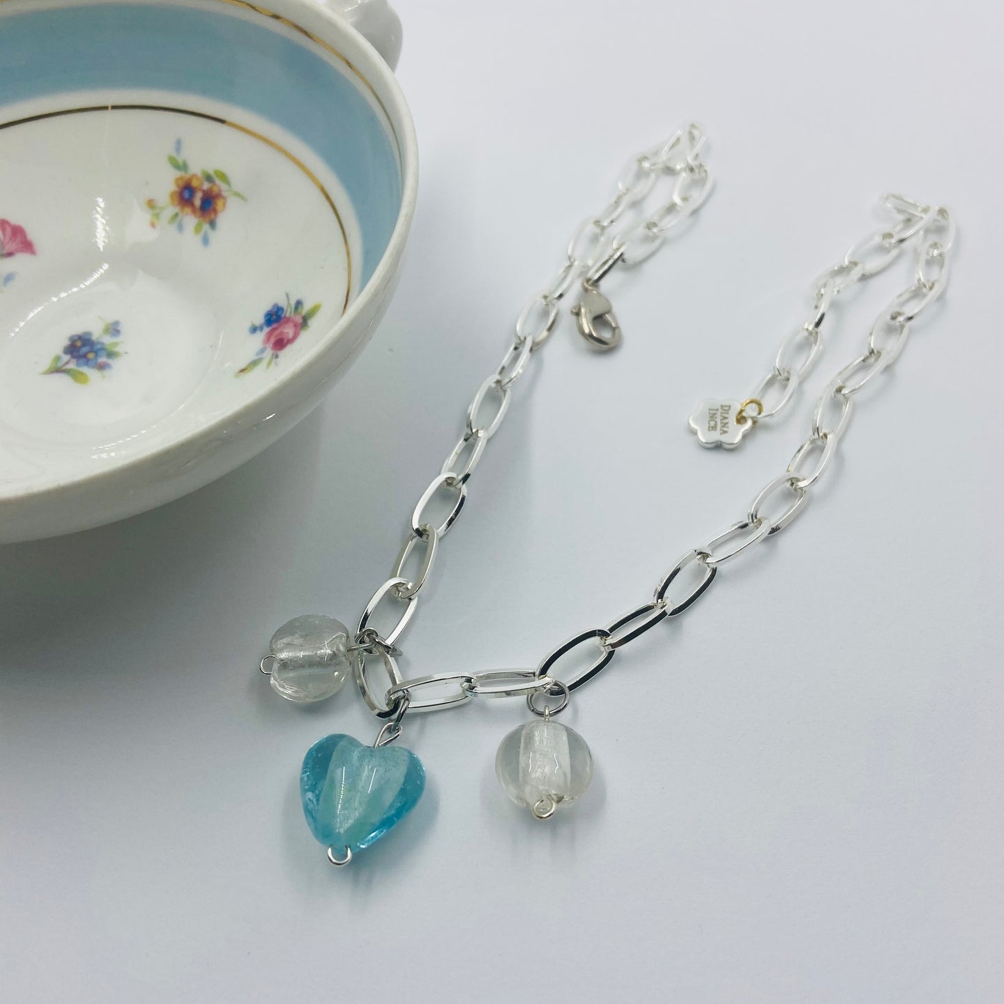 Sky Blue- White Colour Murano Beads Necklace